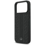 Mercedes Leather Laurel Leaves Stripes MagSafe Black Kryt iPhone 17 Pro Max