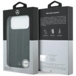 Mercedes Leather Laurel Leaves Stripes MagSafe Black Kryt iPhone 17 Pro Max