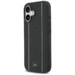 Mercedes Leather Star Pattern Stripes MagSafe Black Kryt iPhone 17