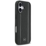Mercedes Leather Star Pattern Stripes MagSafe Black Kryt iPhone 17