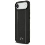 Mercedes Leather Star Pattern Stripes MagSafe Black Kryt iPhone 17 Air