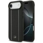 Mercedes Leather Star Pattern Stripes MagSafe Black Kryt iPhone 17 Air