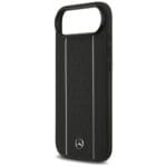 Mercedes Leather Star Pattern Stripes MagSafe Black Kryt iPhone 17 Air
