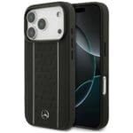 Mercedes Leather Star Pattern Stripes MagSafe Black Kryt iPhone 17 Pro