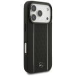 Mercedes Leather Star Pattern Stripes MagSafe Black Kryt iPhone 17 Pro