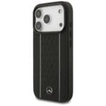 Mercedes Leather Star Pattern Stripes MagSafe Black Kryt iPhone 17 Pro