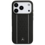 Mercedes Leather Star Pattern Stripes MagSafe Black Kryt iPhone 17 Pro