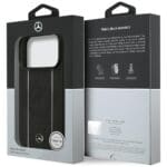 Mercedes Leather Star Pattern Stripes MagSafe Black Kryt iPhone 17 Pro