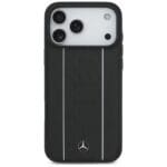Mercedes Leather Star Pattern Stripes MagSafe Black Kryt iPhone 17 Pro Max