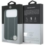 Mercedes Leather Star Pattern Stripes MagSafe Black Kryt iPhone 17 Pro Max