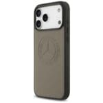 Mercedes Leather Vintage Logo MagSafe Taupe Kryt iPhone 17 Pro Max