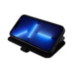 Mercedes MEBKP15L8ROLK Black Bookcase Leather Wave Pattern Kryt iPhone 15 Pro