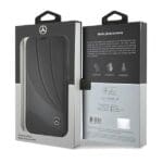 Mercedes MEBKP15L8ROLK Black Bookcase Leather Wave Pattern Kryt iPhone 15 Pro