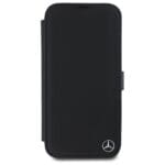 Mercedes MEBKP16S23RBGVK Black Bookcase Leather Wood Imitation Kryt iPhone 16