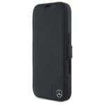 Mercedes MEBKP16S23RBGVK Black Bookcase Leather Wood Imitation Kryt iPhone 16