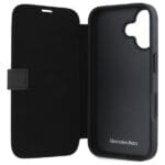 Mercedes MEBKP16S23RBGVK Black Bookcase Leather Wood Imitation Kryt iPhone 16