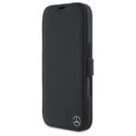 Mercedes MEBKP16X23RBGVK Black Bookcase Leather Wood Imitation Kryt iPhone 16 Pro Max