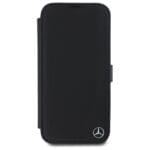 Mercedes MEBKP16X23RBGVK Black Bookcase Leather Wood Imitation Kryt iPhone 16 Pro Max