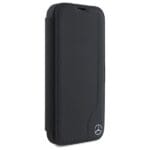 Mercedes MEBKP16X23RBGVK Black Bookcase Leather Wood Imitation Kryt iPhone 16 Pro Max