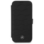 Mercedes MEBKP16X23RWRSK Black Bookcase MB Waves Leather Kryt iPhone 16 Pro Max