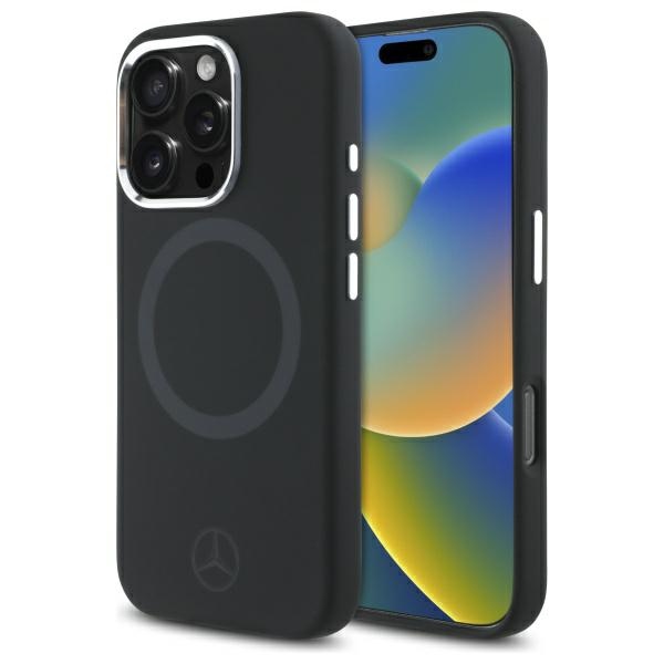 Mercedes MEHMP16L23SUTTK Black Hardcase Silicone Tonal Logo MagSafe Kryt iPhone 16 Pro