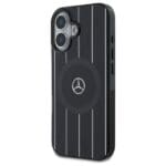 Mercedes MEHMP16S23HRSK Black Hardcase MB Double Layer Crossed Lines MagSafe Kryt iPhone 16