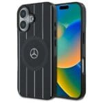 Mercedes MEHMP16S23HRSK Black Hardcase MB Double Layer Crossed Lines MagSafe Kryt iPhone 16