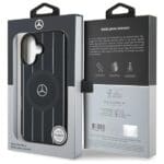 Mercedes MEHMP16S23HRSK Black Hardcase MB Double Layer Crossed Lines MagSafe Kryt iPhone 16