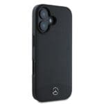 Mercedes MEHMP16S23RBARK Black Hardcase TextuRed And Plain Leather MagSafe Kryt iPhone 16