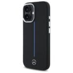 Mercedes MEHMP16S23SUMBK Black Hardcase Silicone Blue Stripe MagSafe Kryt iPhone 16