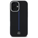 Mercedes MEHMP16S23SUMBK Black Hardcase Silicone Blue Stripe MagSafe Kryt iPhone 16