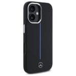 Mercedes MEHMP16S23SUMBK Black Hardcase Silicone Blue Stripe MagSafe Kryt iPhone 16