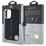 Mercedes MEHMP16S23SUMBK Black Hardcase Silicone Blue Stripe MagSafe Kryt iPhone 16