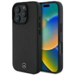 Mercedes MEHMP16X23RBARK Black Hardcase TextuRed And Plain Leather MagSafe Kryt iPhone 16 Pro Max