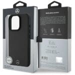 Mercedes MEHMP16X23RBARK Black Hardcase TextuRed And Plain Leather MagSafe Kryt iPhone 16 Pro Max
