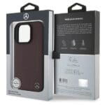 Mercedes MEHMP16X23RBGVR Red Hardcase MB Wood Imitation Leather MagSafe Kryt iPhone 16 Pro Max