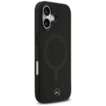 Mercedes Plain Smooth Leather MagSafe Black Kryt iPhone 17