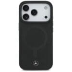 Mercedes Plain Smooth Leather MagSafe Black Kryt iPhone 17 Pro
