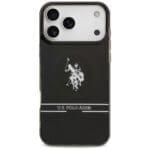 US Polo DH and Bottom Stripe Logo MagSafe Black Kryt iPhone 17 Pro Max
