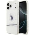 US Polo DH and Bottom Stripe Logo MagSafe White Kryt iPhone 17 Pro Max