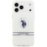 US Polo DH and Bottom Stripe Logo MagSafe White Kryt iPhone 17 Pro Max