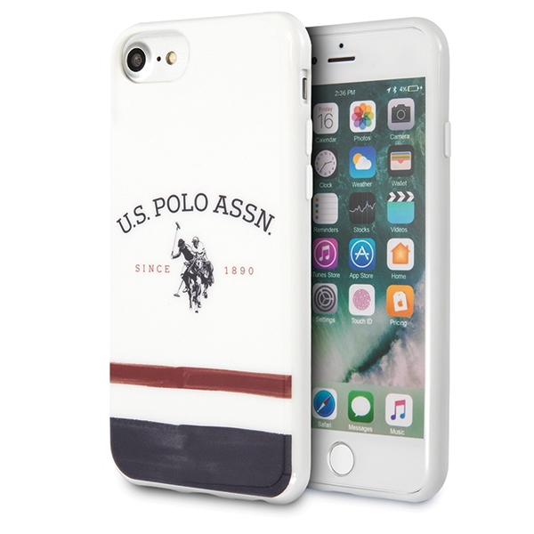 US Polo USHCI8PCSTRB White Tricolor Pattern Collection Kryt iPhone 7/8/SE 2020/SE 2022