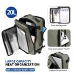 Tech-Protect Defender S50 Ryanair & Wizzair Travel Laptop Cabin Backpack 20L 40X20X25 Olive Green