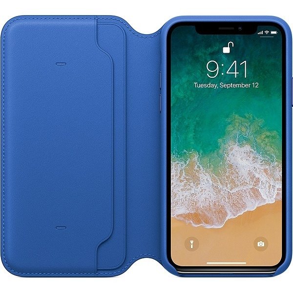 Apple Leather Folio Mrge2Zm/A Electric Blue Original Seal Kryt iPhone X/XS