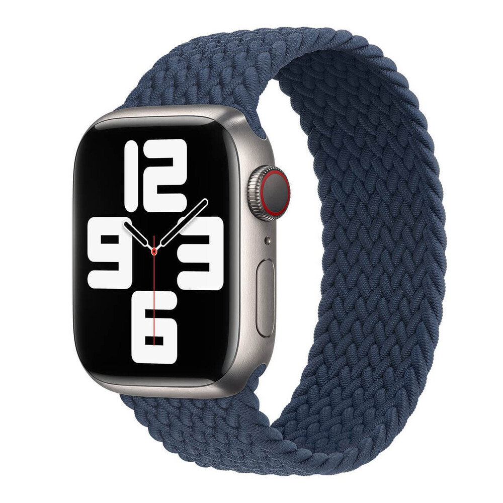 Apple Strap Apple Watch Ml6J3Zm/A Braided Solo Loop SE/11/10/9/8/7/6/5/4/3/Ultra 1/2/3 (44/45/46/49mm) Size 4 Abyss Blue Original Seal