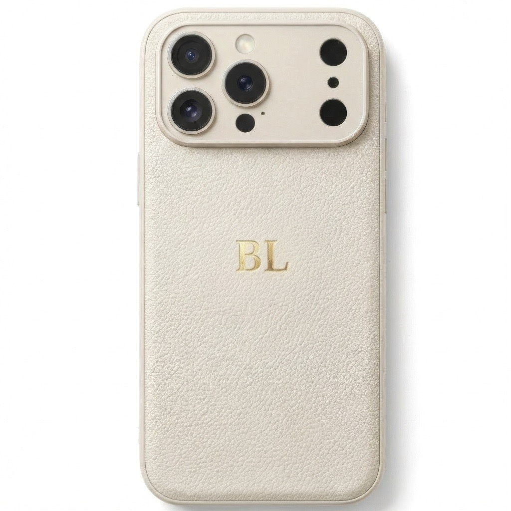 BHcase Camera Leather Monogram Cream Kryt iPhone 17 Pro