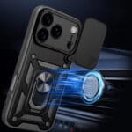 Hybrid Armor Camshield With Stand And Camera Cover Black Kryt iPhone 17 Pro