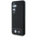 BMW Leather Tricolor Stripe MagSafe Black Kryt Samsung Galaxy S25 Plus