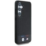 BMW Leather Tricolor Stripe MagSafe Black Kryt Samsung Galaxy S25 Plus