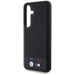 BMW Leather Tricolor Stripe MagSafe Black Kryt Samsung Galaxy S25 Plus